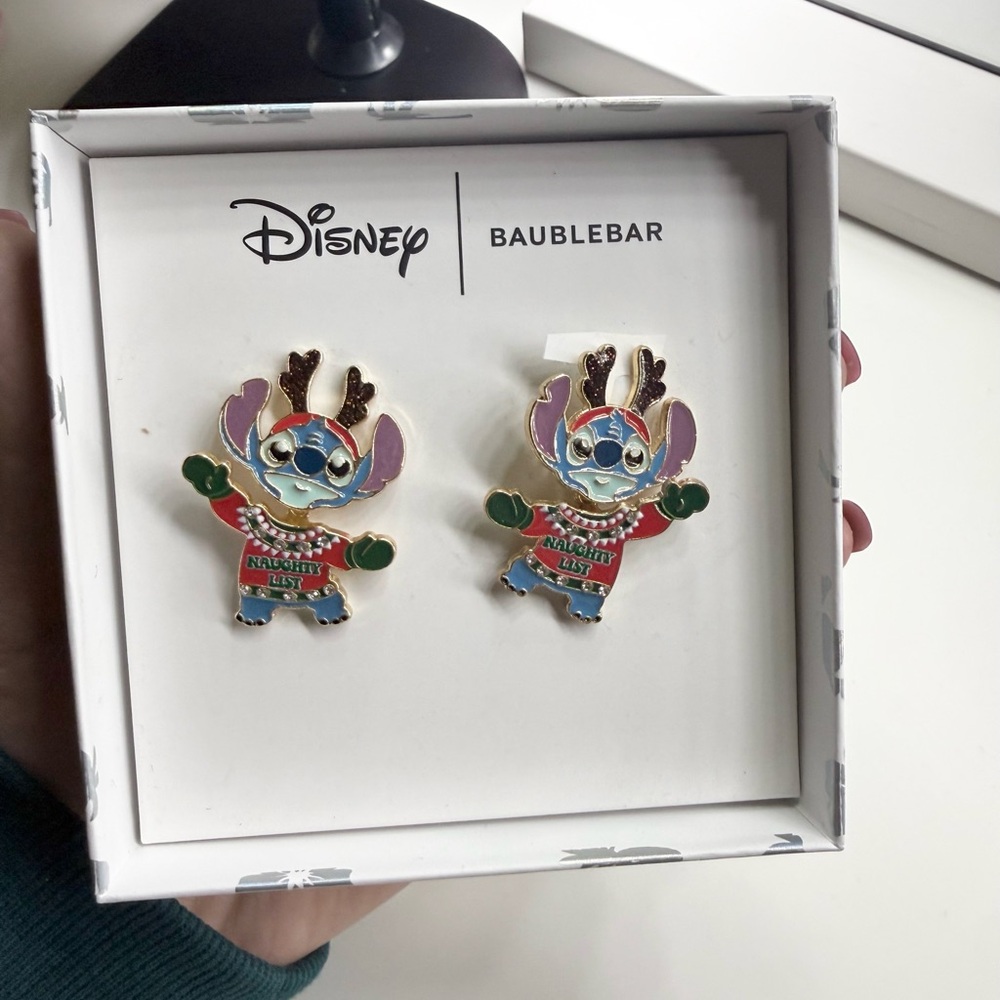 Baublebar x Disney Stitch “Naughty List” Christmas Sweater Dangle Earrings